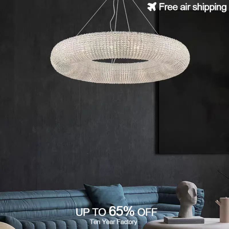 Afralia™ LED Crystal Round Ceiling Chandelier for Elegant Dining Room Lighting