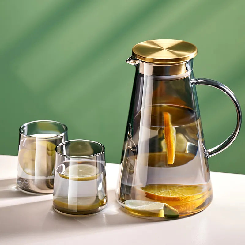 Afralia™ Glass Water Jug: Large Capacity, Heat Resistant, Refrigerator Safe