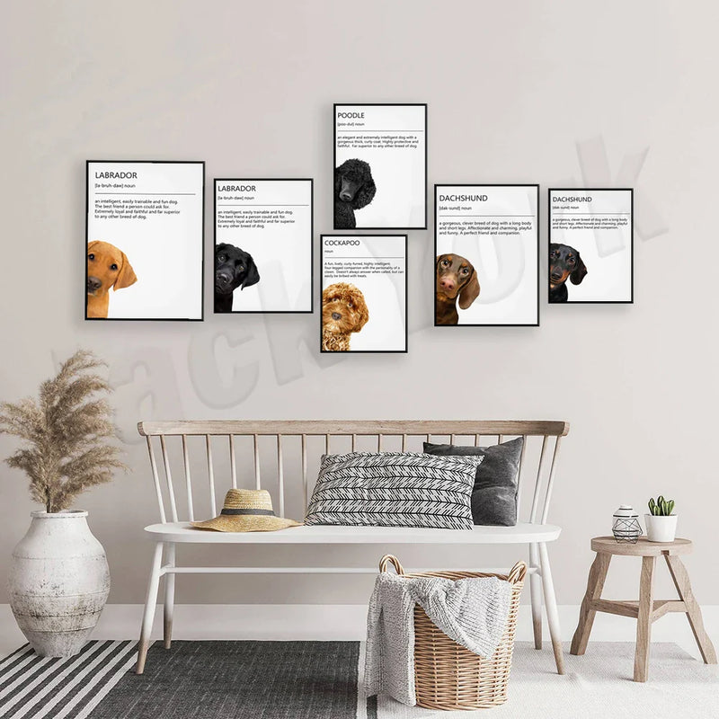 Afralia™ Peeping Dog Art Poster: Bichon, Dachshund, Labrador, Poodle, Westie, Cockapoo Definition, Cute & Funny
