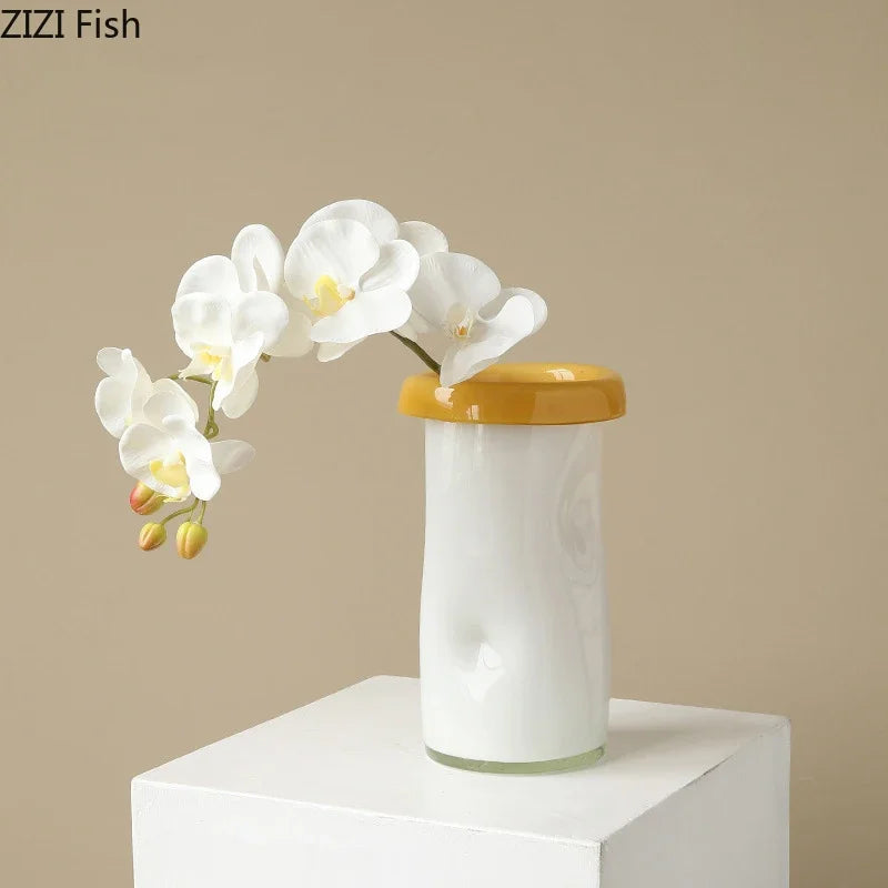 Afralia™ White Glass Vase Hydroponics Plant Pots | Table Floral Decor Vase