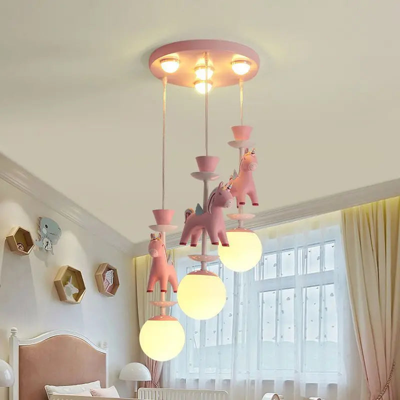Afralia™ Children Room LED Pendant Light, Modern Minimalist Design for Carousel Bedroom Decor