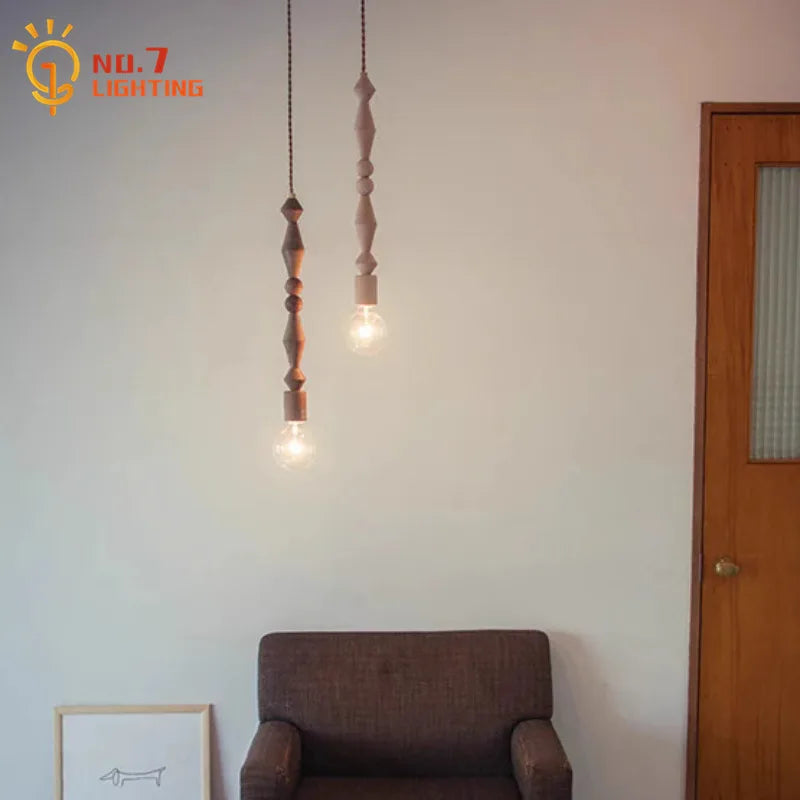 Afralia™ Wood Glass LED Pendant Light for Restaurant Bar Bedroom Decor