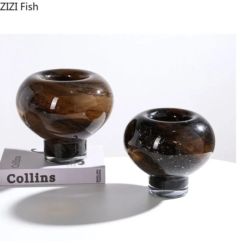 Afralia™ Gradient Color Circle Glass Vase for Aesthetic Room Decor