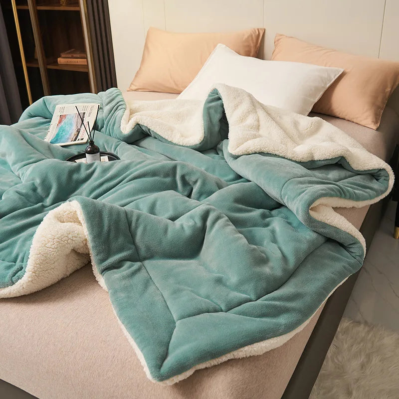 Afralia™ Warm Lamb Fleece Double Layer Blanket - Thick Milk Velvet Quilt
