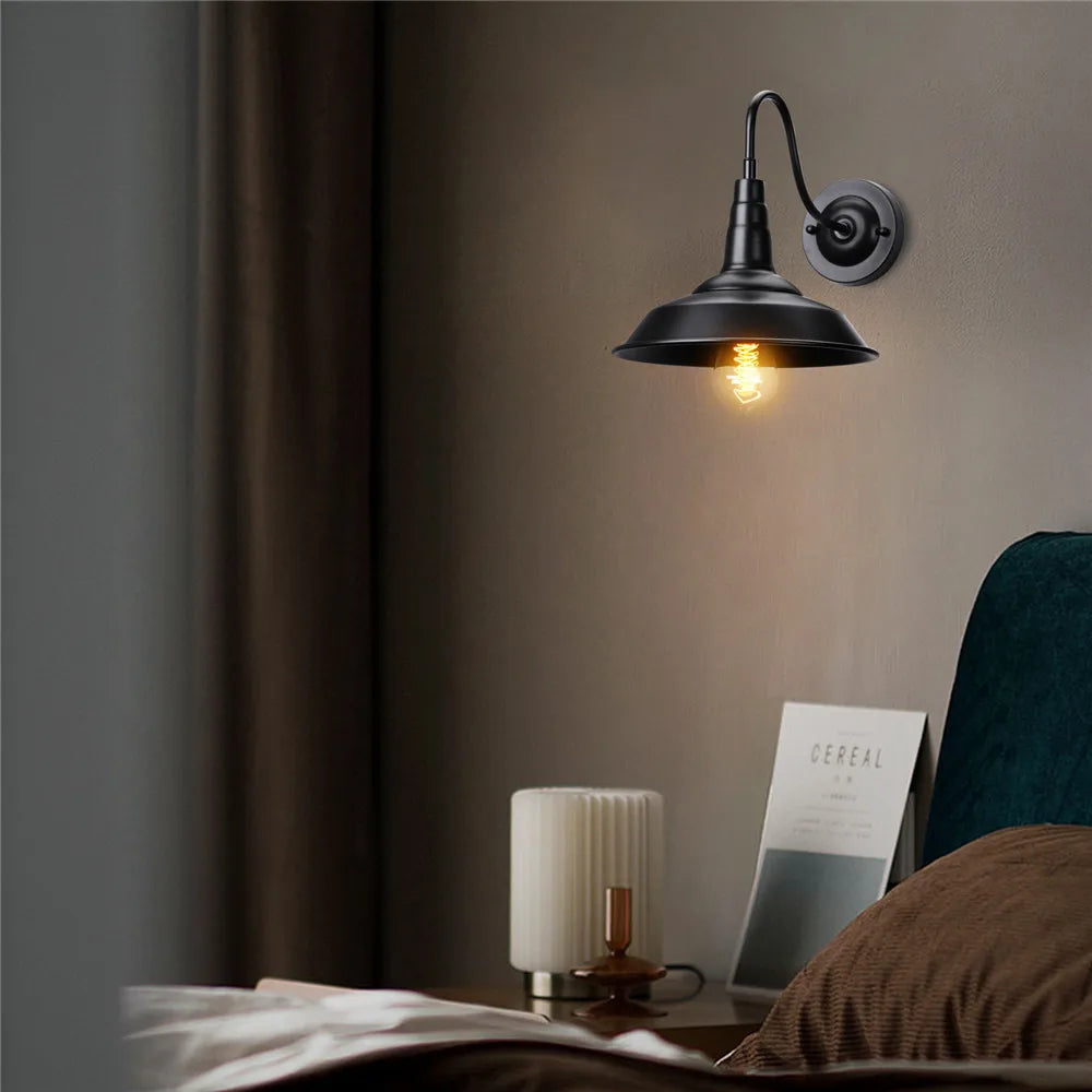Afralia™ Vintage Industrial Wall Light Fixture for Bedroom, Loft, Barn - Wrought Iron Wall Sconce
