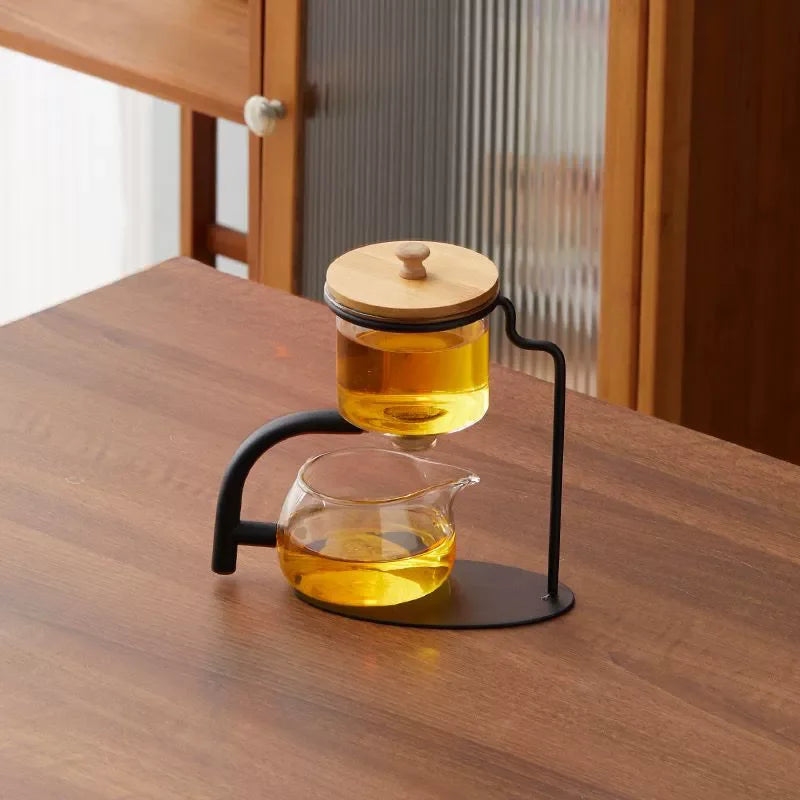 Afralia™ Glass Teapot Set, Magnetic Diversion, Lazy Kungfu, Rotating Spin, Drinking Experience