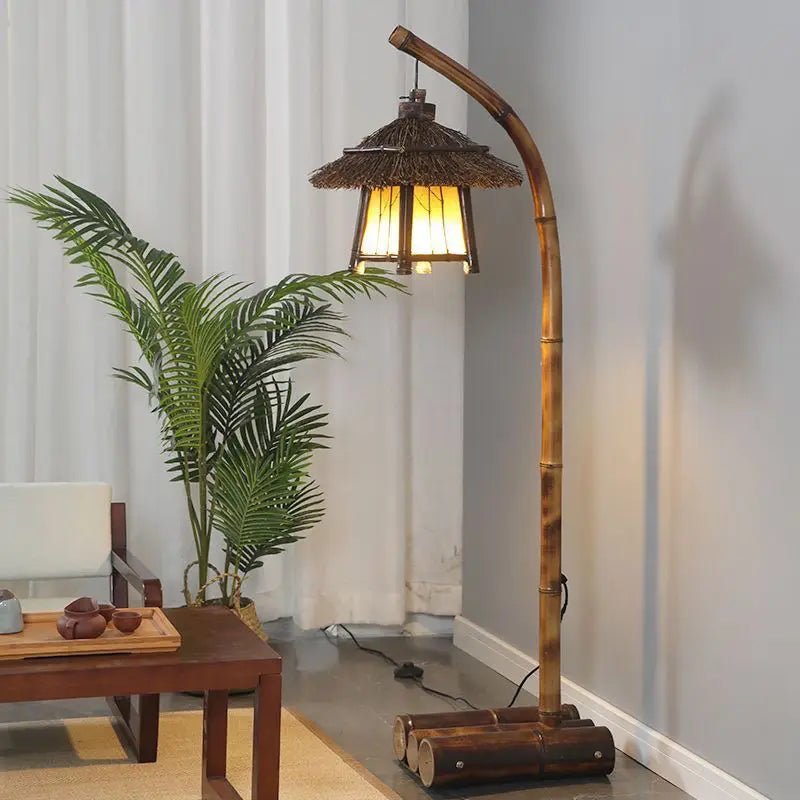 Afralia™ Bamboo Weave Floor Lamp | Retro Design for Zen Living Room & Study