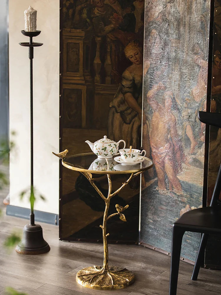 Afralia™ Brass Bird Side Table - Luxury Living Room Sofa Table for Creative Home Decor