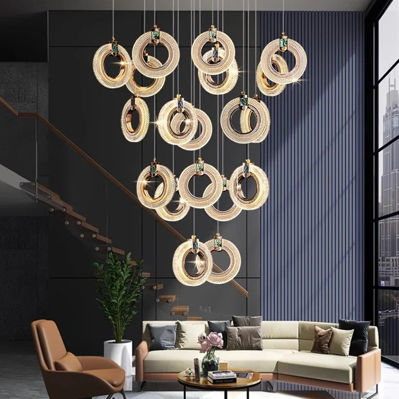 Afralia™ LED Staircase Chandeliers | Modern Living Room Pendant Light Fashion Indoor Lighting
