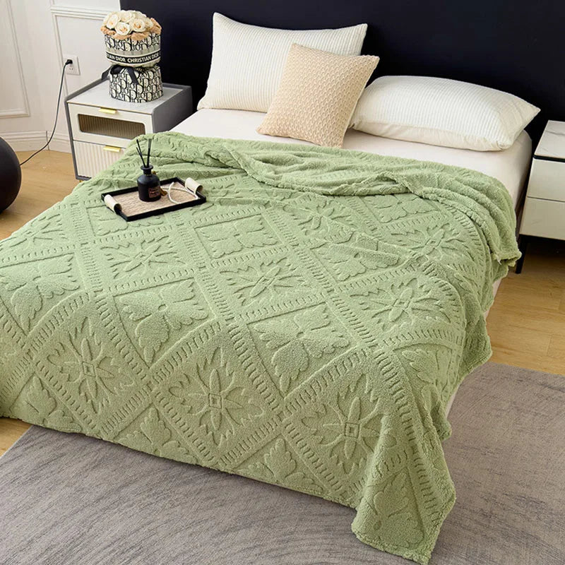 Afralia™ Taffeta Velvet Jacquard Coral Fleece Blanket: Warm, Skin-Friendly, Multi-Functional Sofa Cover