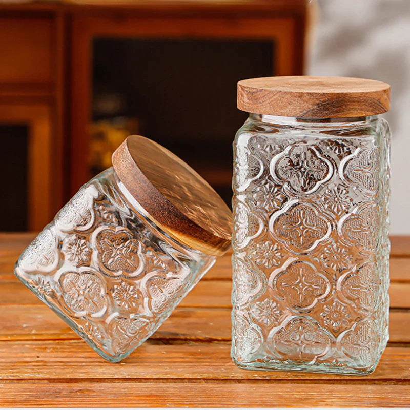 Glass Storage Jars with Airtight Lids by Afralia™: Transparent Mason Jar Boxes for Kitchen Organizing