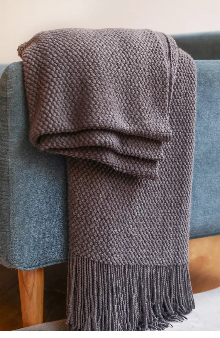 Afralia™ Knitted Pineapple Grid Throw Blanket - Nordic Sofa Blanket for Home Decor