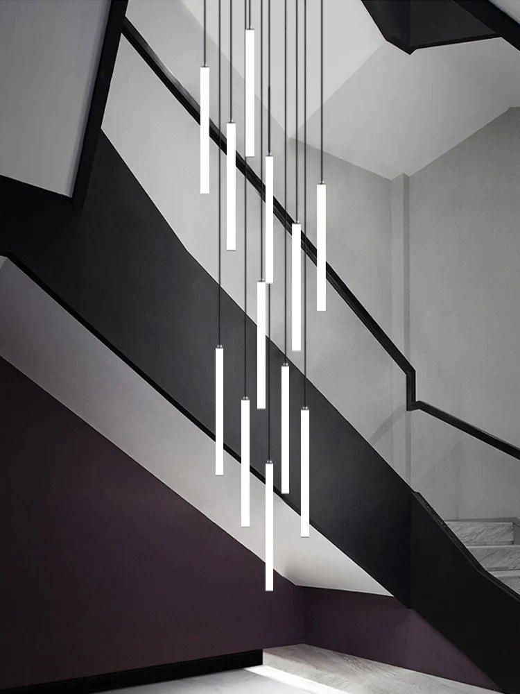 Afralia™ Minimalist Led Modern Chandelier for Villa Staircase Interior Decoration