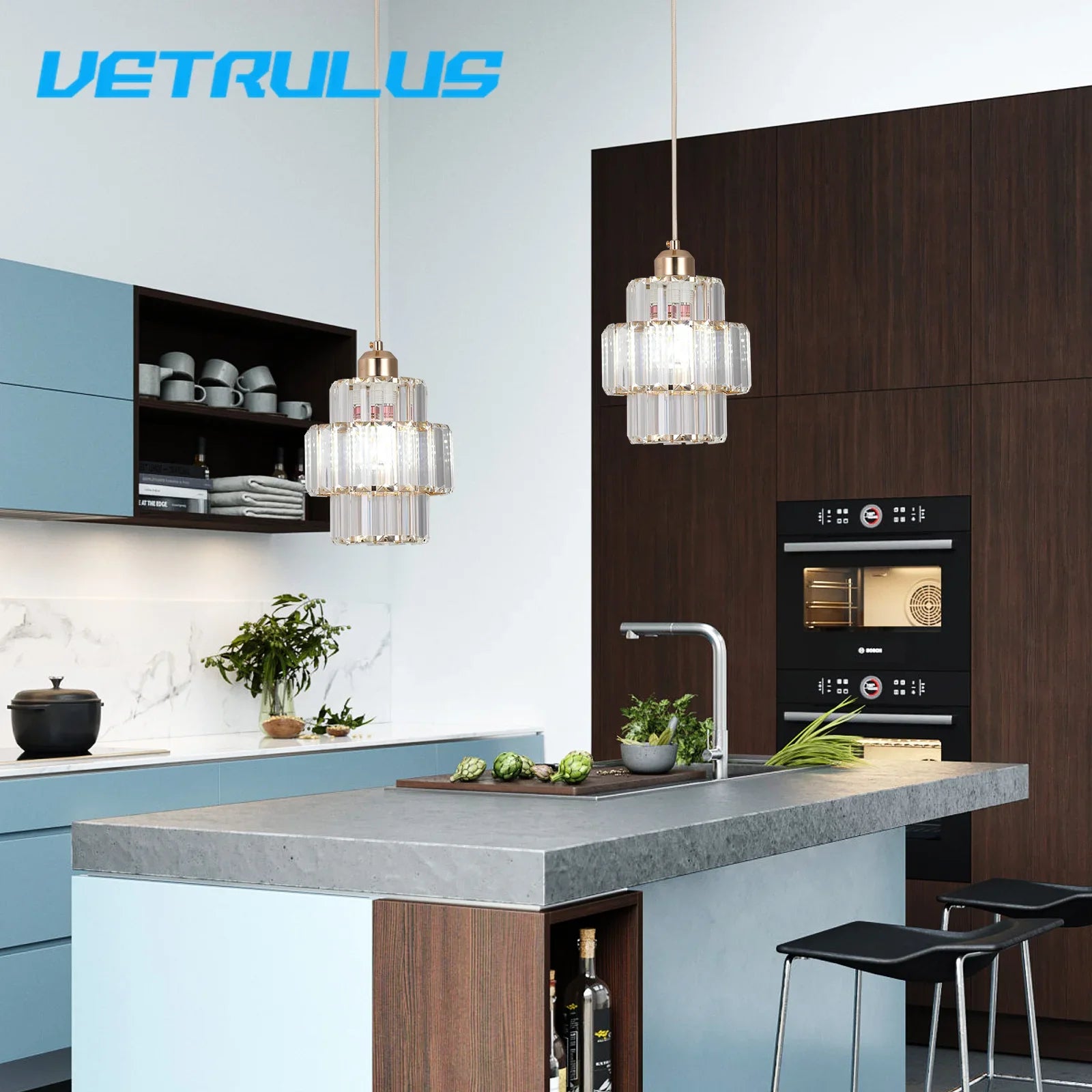 Afralia™ K9 Crystal Pendant Light LED Ceiling Lamp Nordic Chandelier for Living Room