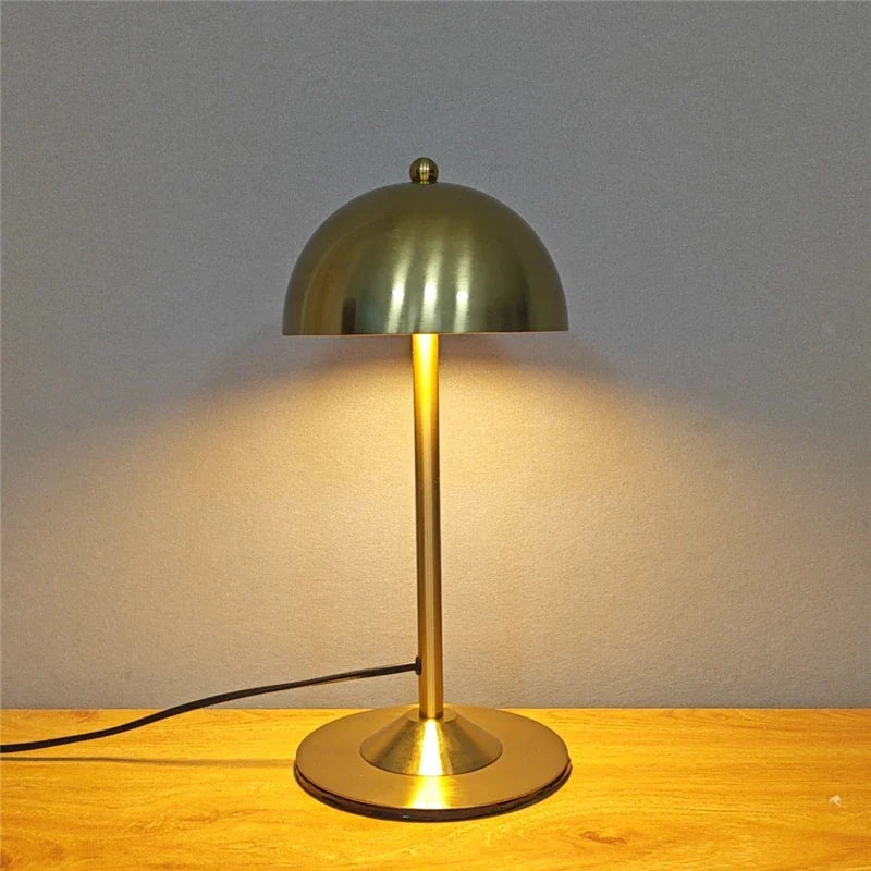 Afralia™ Modern Mushroom Shaped Golden Floor Lamp for Bedroom Study, LED Table Lamp