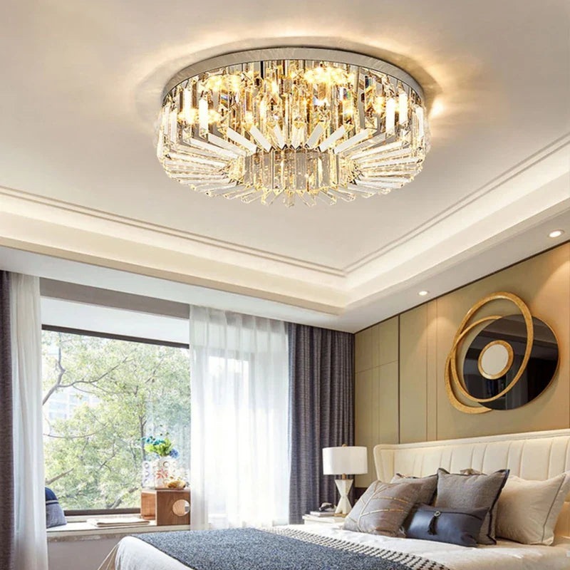 Afralia™ Crystal LED Ceiling Lights: Elegant Lighting Fixture for Living Room Bedroom Kitchen Decor