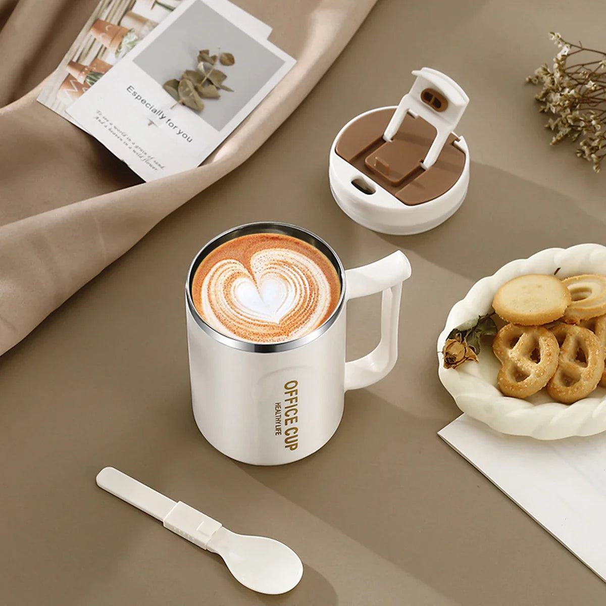 Afralia™ Stainless Steel Coffee Travel Mug with Handle, Sealing Lid, Double Wall Design