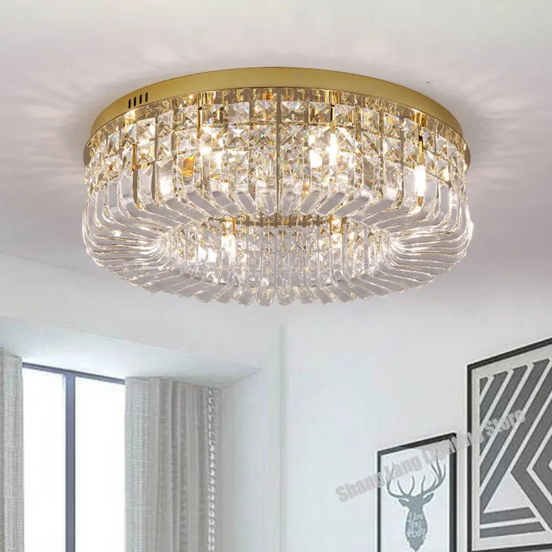 Afralia™ Nordic Gold Chrome Crystal Ceiling Chandelier for Living Room & Bedroom