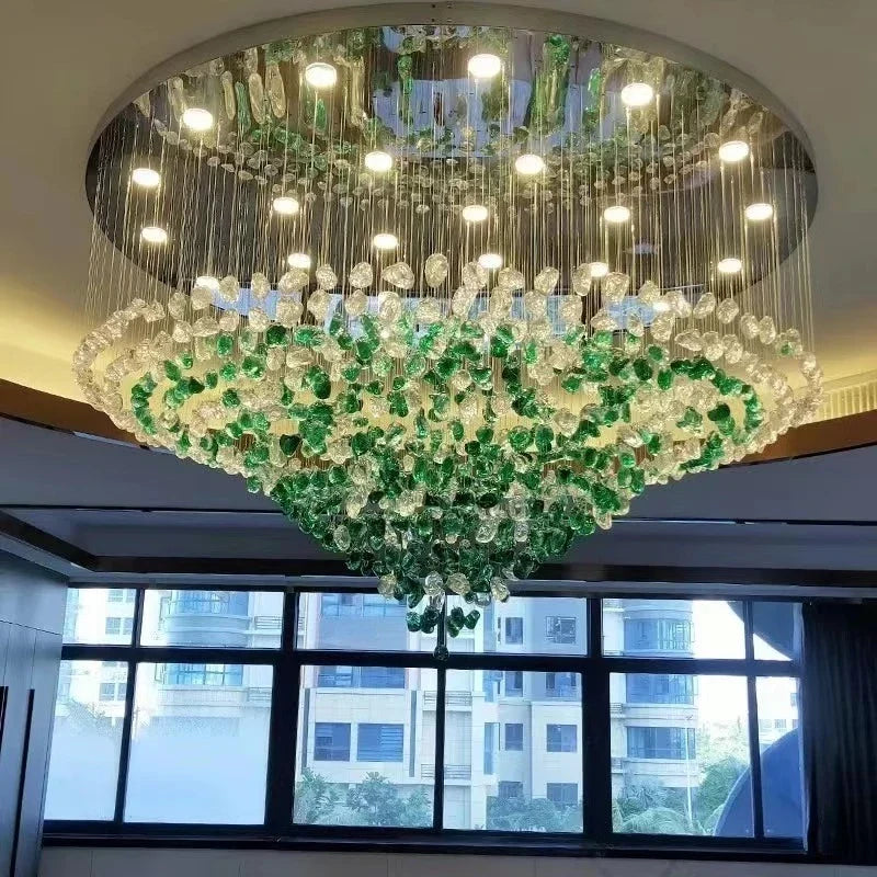 Afralia™ Modern Crystal Stone Chandelier for Hotel Lobby, Staircase, and Villa