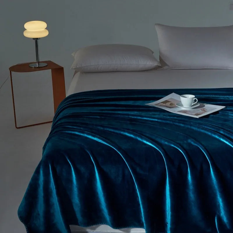 Afralia™ Velvet Milk Blanket: European Solid Color Flannel Bedspread for All Seasons