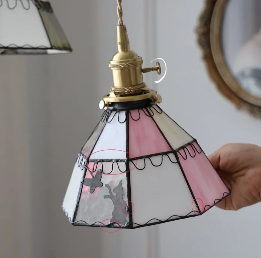 Afralia™ Tiffany Glass LED Pendant Light Kitchen Bar Cat Modern Hanging Lights