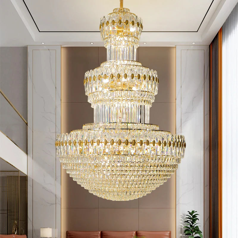 Afralia™ Crystal Hanging Lighting European Light Luxury Living Room Decor Luxury Hotel Lobby