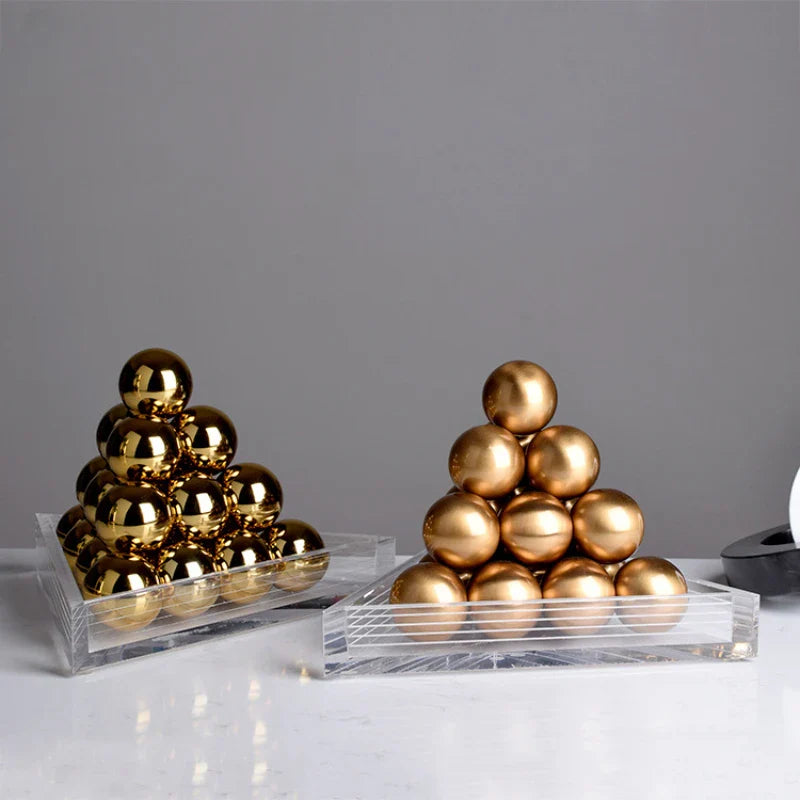 Afralia™ Geometric Gold Tower Set for Stylish Home Decor