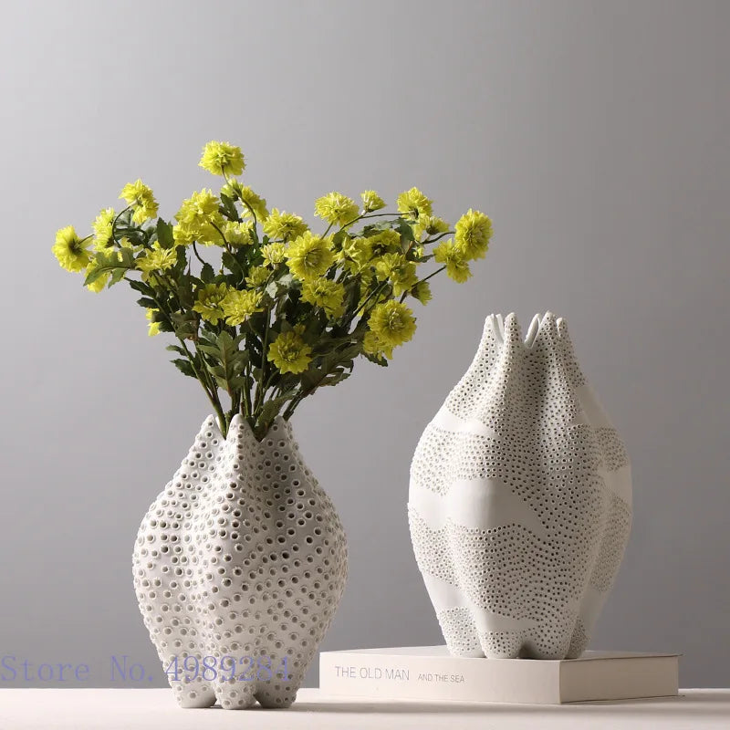 Afralia™ Dot Pattern Ceramic Vase: Handmade Abstract Geometric Home Decoration