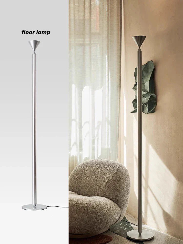 Afralia™ Minimalist Black Floor Lamp Stand Light Silver Simple Design