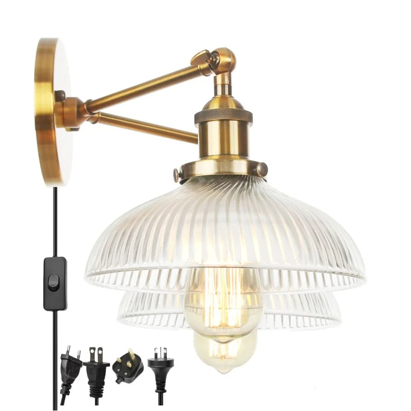 Afralia™ Vintage Loft 2-Head LED Wall Lamp in Gold for Aisle, Bedroom, Bar - Elegant Home Decor