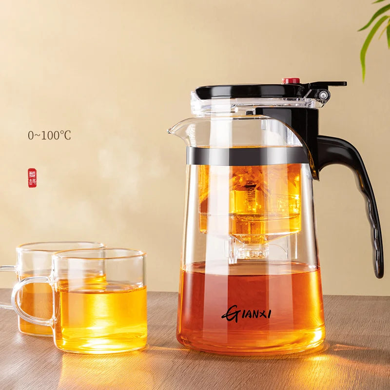 Afralia™ Glass Teapot with One-button Filter Separation, 500ml/1800ml Capacity