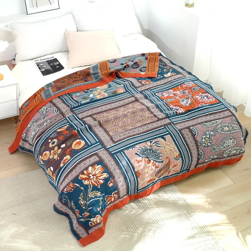 Afralia™ Summer Soft Cotton Gauze Throw Blanket - Boho Bed Cover & Sofa Towel