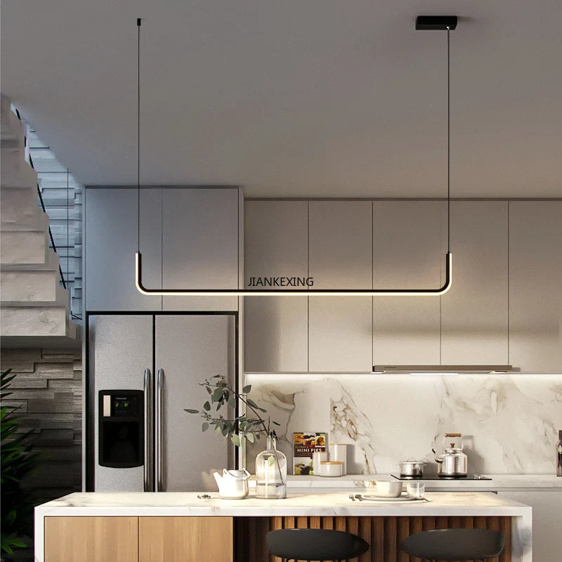 Afralia™ LED Chandelier: Modern Black Gold Dimmable Lighting for Dining Room, Kitchen Table