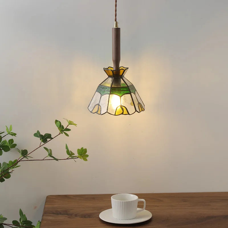 Afralia™ Glass Walnut LED Pendant Lamps: Modern Copper Lighting for Living Room, Bedroom, and Corridor