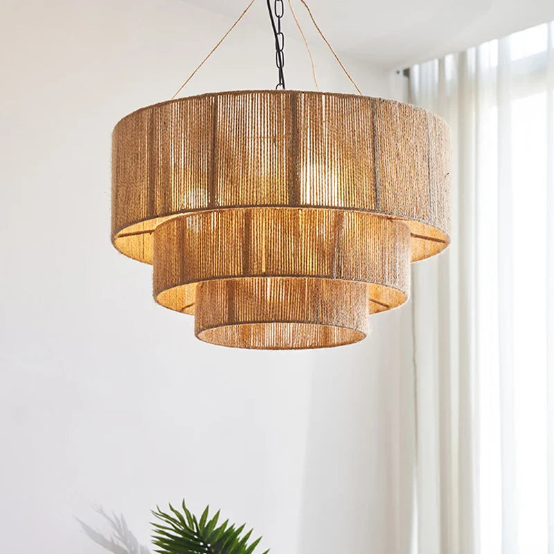 Afralia™ Wabi Sabi Rattan Pendant Light Chandelier for Home Decor & Living Room
