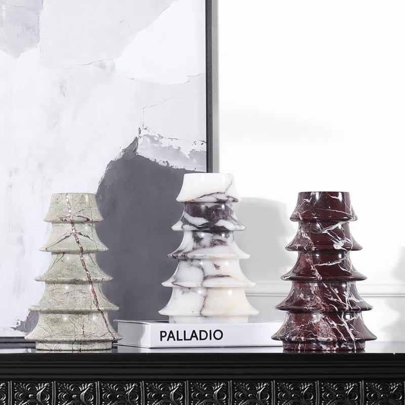 Afralia™ Christmas Tree Marble Vase: Living Room Entryway Mantel Table Centerpiece