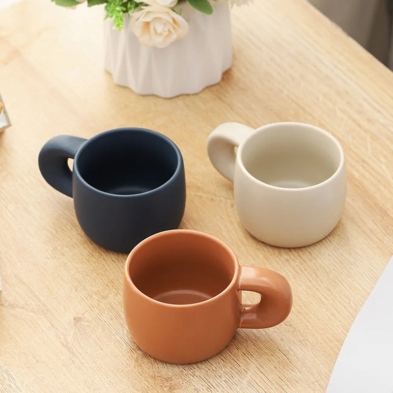 Afralia™ Stoneware Ceramic Coffee Mug Set, Office Breakfast Cups, Japanese Style - 280ml