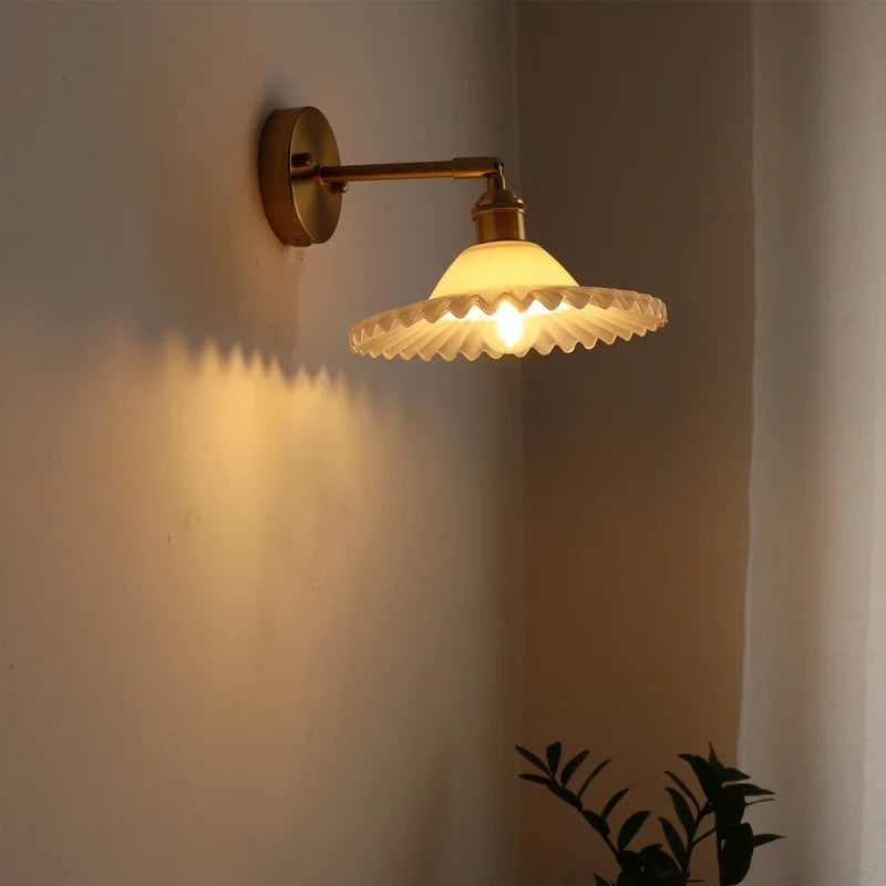 Afralia™ LED Green Glass Wall Light for Home Decor, Japanese Style, Bedroom, Living Room