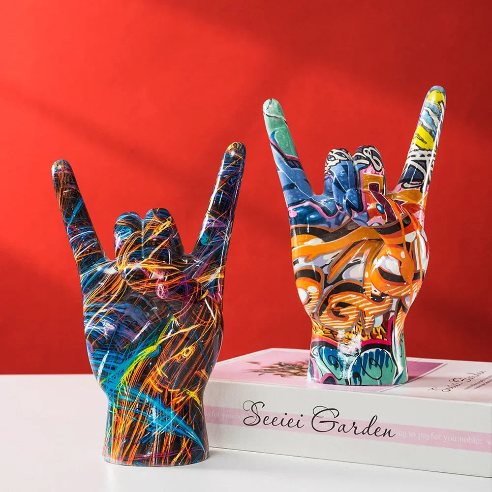 Afralia™ Hand Statue 19cm Modern Pop Art Resin Sculpture Home Decor
