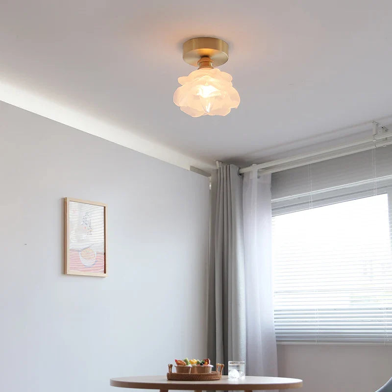 Afralia™ Modern Glass Copper LED Ceiling Light Chandelier for Home, Living Room, Kitchen