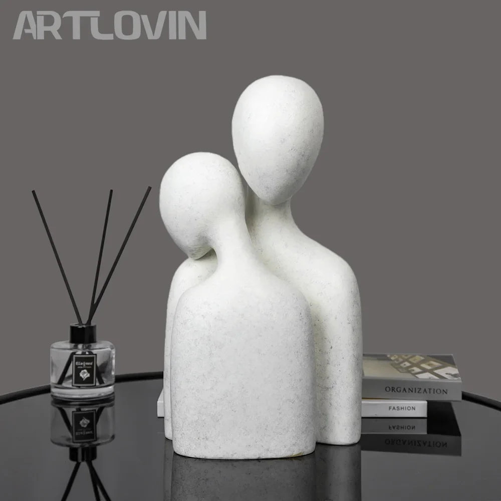 Nordic Abstract Couple Sculptures Afralia™ Home Decor Large White Figurines