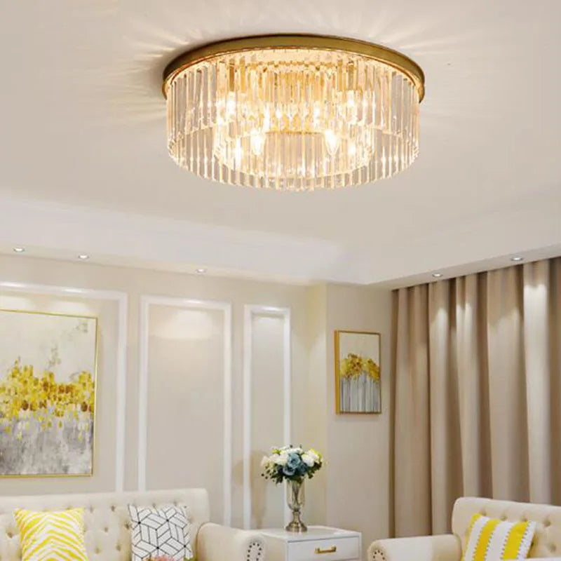 Afralia™ Crystal Flush Mount Ceiling Light for Home Hotel Restaurant Decoration