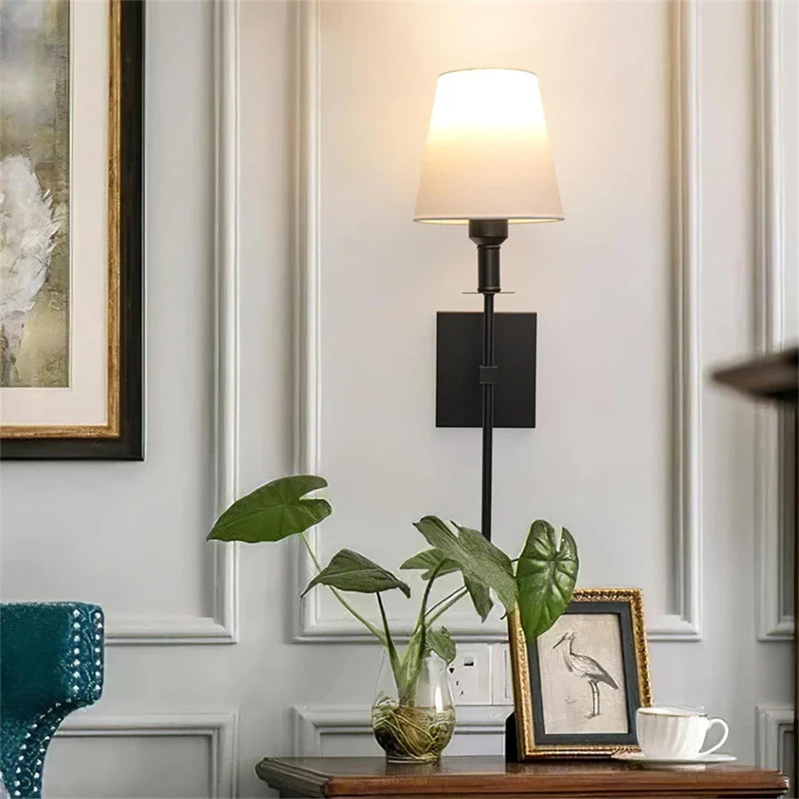 Afralia™ Cloth Lampshade Wall Sconce for Home Decor & Bathroom Mirror Light