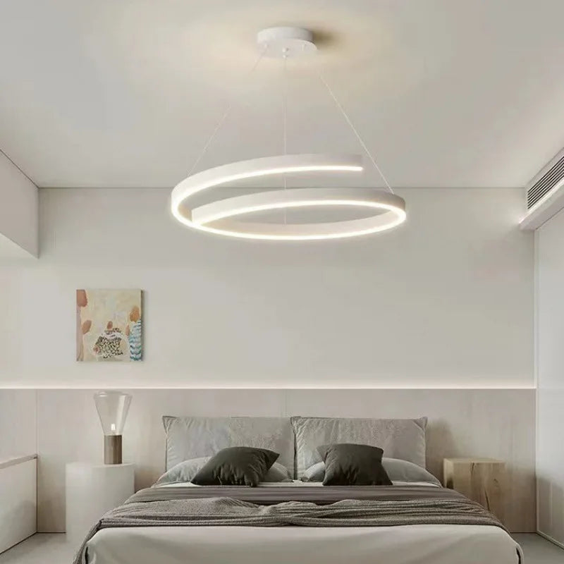 Afralia™ Spiral Aluminum LED Chandelier for Kitchen Dining Bedroom Suspension Luminaire