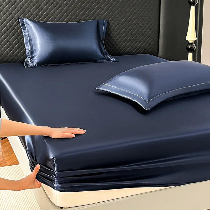 Afralia™ Satin Fitted Sheet Set - Luxuriously Soft Double Full Size Bedding