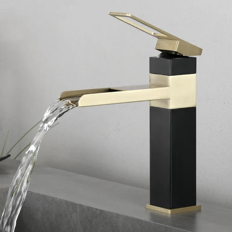 Afralia™ Stainless Steel Waterfall Bathroom Faucet Hot Cold Mixer Single Hole