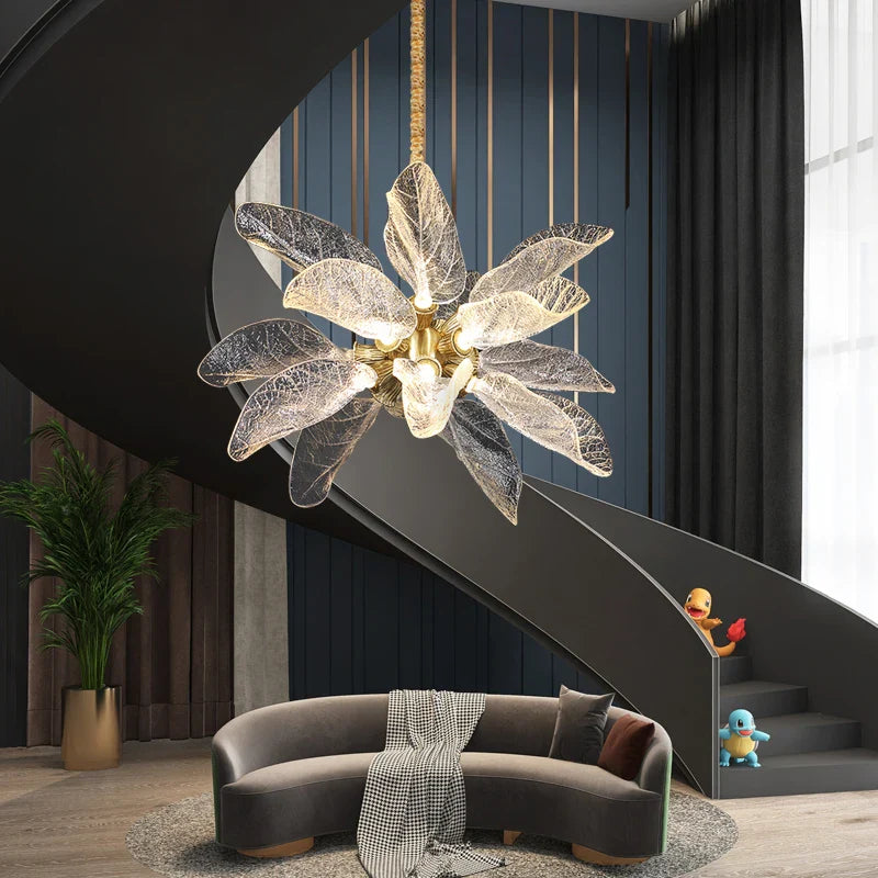 Afralia™ Luxury Leaf Petal Chandelier: Modern Hanging Lamp for Home, Living Room, and Restaurant Décor