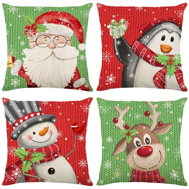 Afralia™ Pink Christmas Cushion Cover Set Home Decor Xmas Throw Pillow Covers