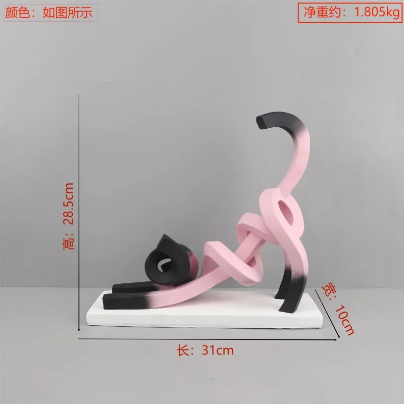 Afralia™ Abstract Cat Sculpture: Resin Handicrafts for Children's Room Decor