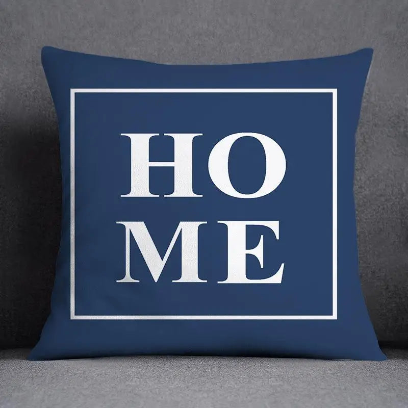 Afralia™ Blue Geometric Floral Design Pillowcase - Modern Home Decor Cushion Cover